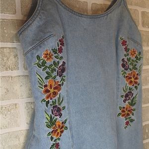 Jean embroidered mini dress